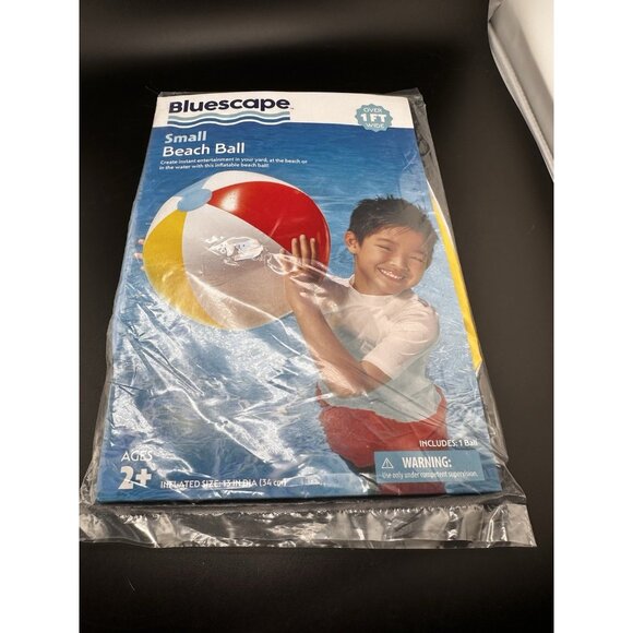 Bluescape Small Beach Ball Ages 2+ 13” Pool Summer Water Toy Inflatable - Picture 2 of 9